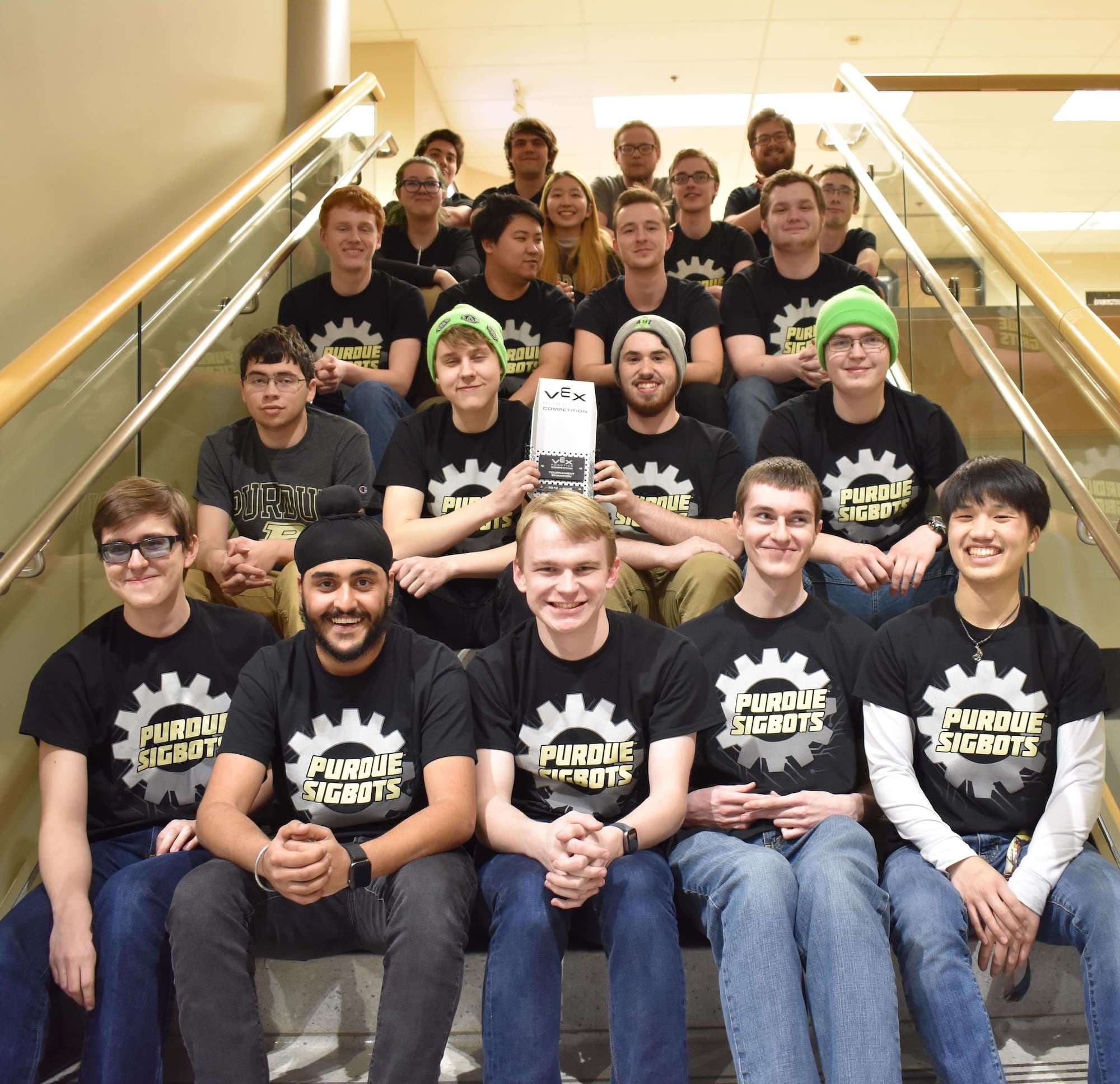 Purdue SIGBots tower take team photo